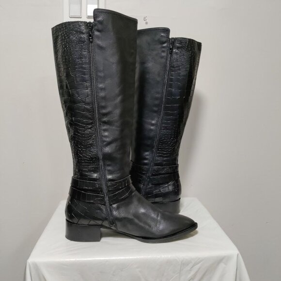 Napoleoni Leather Pull On Knee Length Equestrian Riding Boots Black Women's 8.5 - Picture 12 of 15